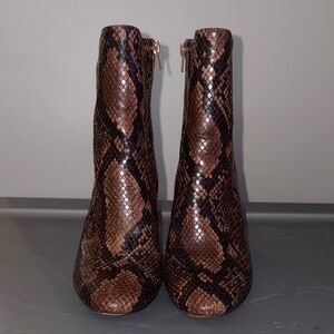 Aldo Dark Brown Snake Pattern Booties